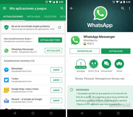 actualizaciones de aplicaciones de whatsapp